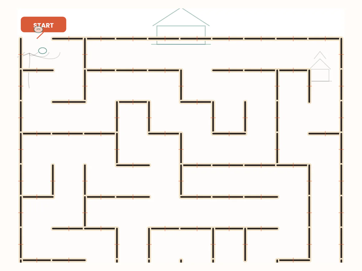 Sample activity page: a maze puzzle that helps Freya reach Uluwatu
